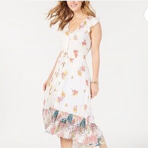 Lucky Brand Floral High Low Dress - White and Pink